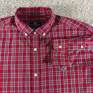 Vineyard Vines Mens Classic Fit Tucker Shirt Red Plaid Button Down Medium